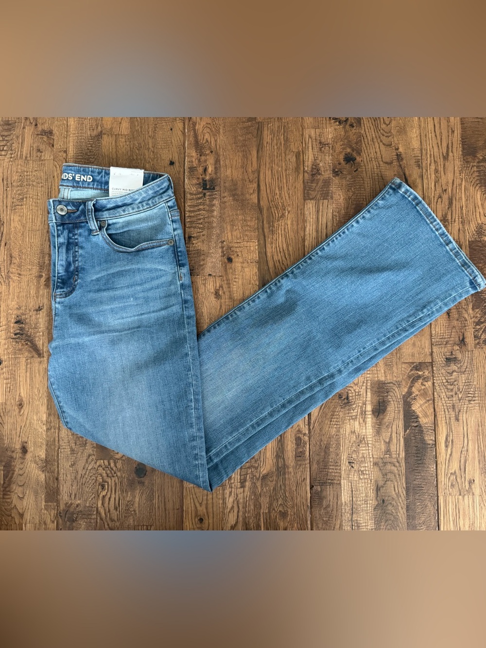 NWT Lands End Mid Rise Curvy Bootcut Jeans Medium Wash Women's Size 6